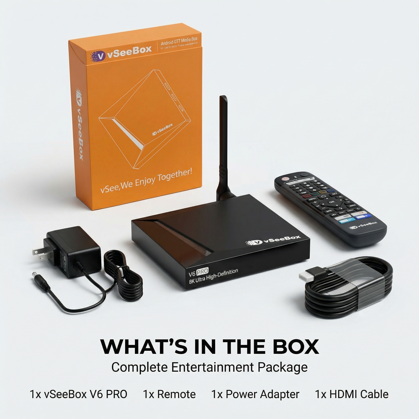 Vsee V6 Pro 2026 New Box Version Kit with 4GB+32GB,HDMI CableWith Remote