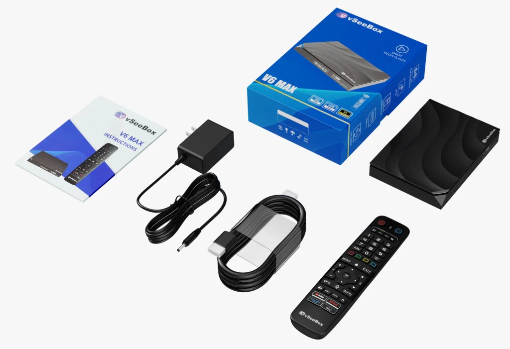 Vsee V6 Max Version Voice Control, 8K HDMI, Android 14, 4GB RAM, 64GB Storage