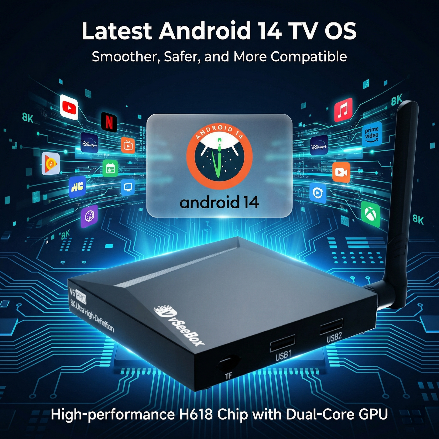 New 2026 vSeeBox V6 pro Voice Control 8K HD Easy Setup